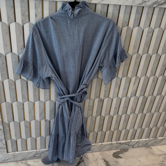 Blue Ruffled Mini Dress - Picture 4 of 4